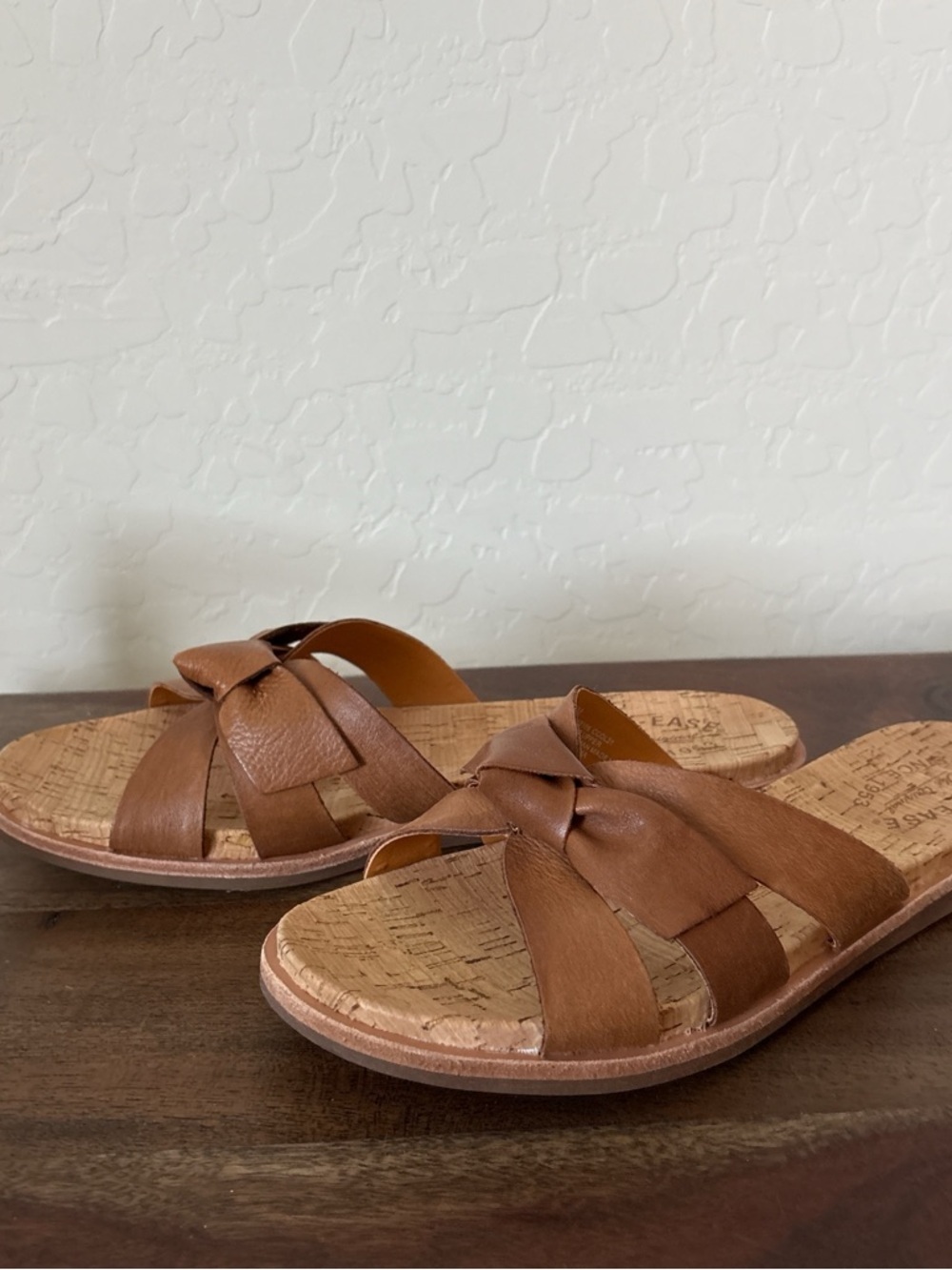 Kork-Ease Brigit Women's Bow Brown Leather Slide Flat Comfy Sandal US 9 M